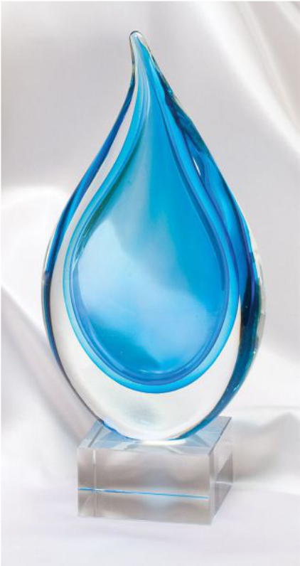 Blue Glass Teardrop Sculpture PNG