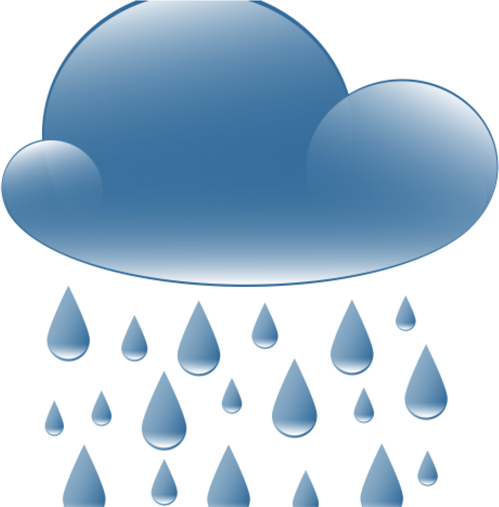 Blue Glossy Cloud With Raindrops Clipart PNG