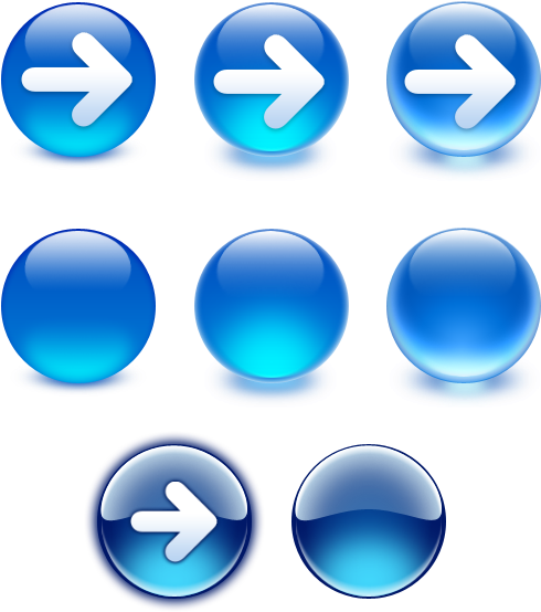 Blue Glossy Icons Set PNG