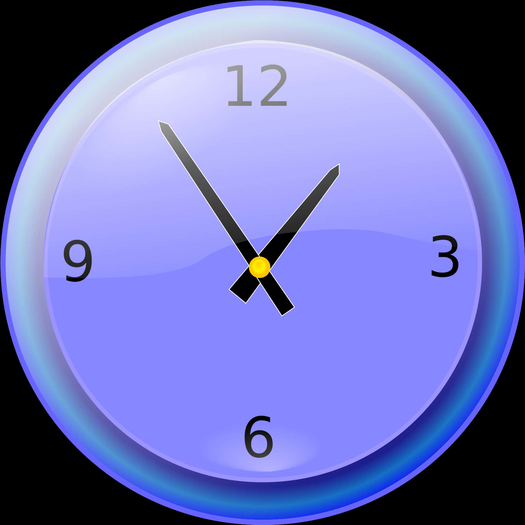 Blue Glow Analog Clock PNG