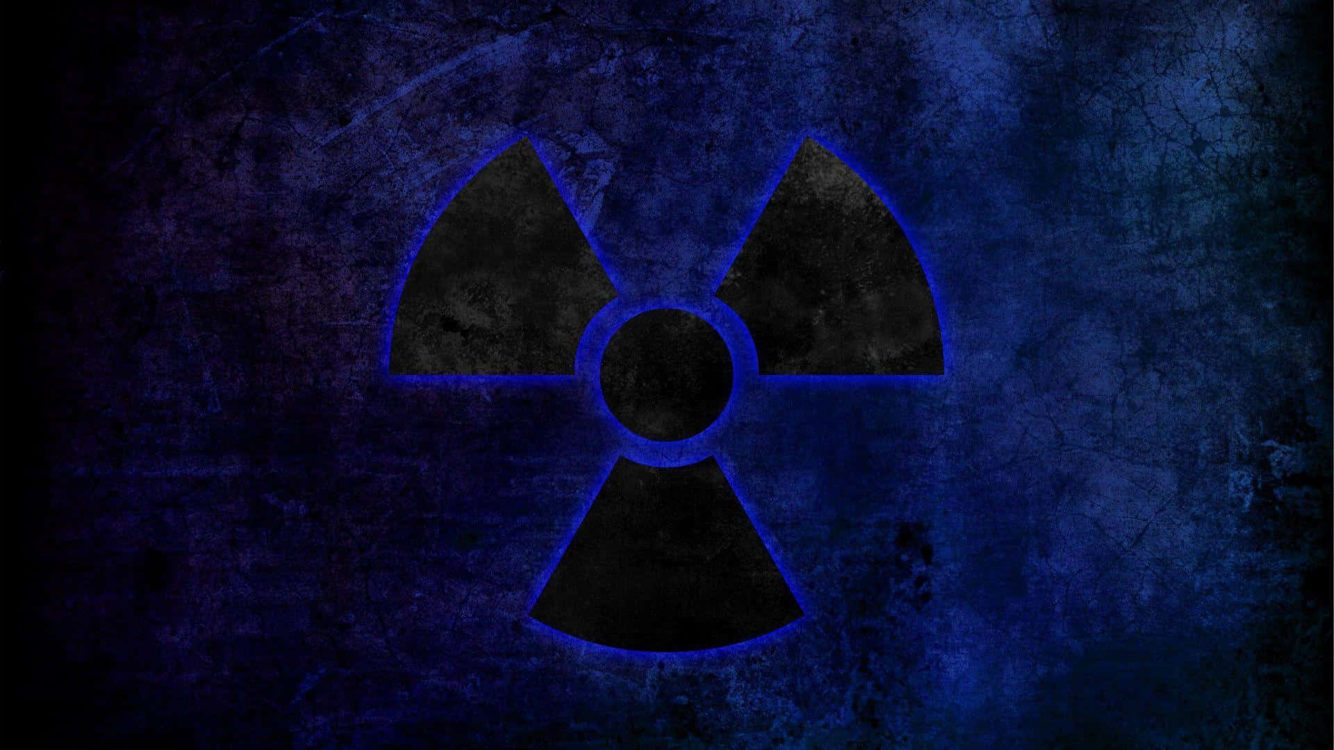 Blue Glow Nuclear Symbol Background Wallpaper