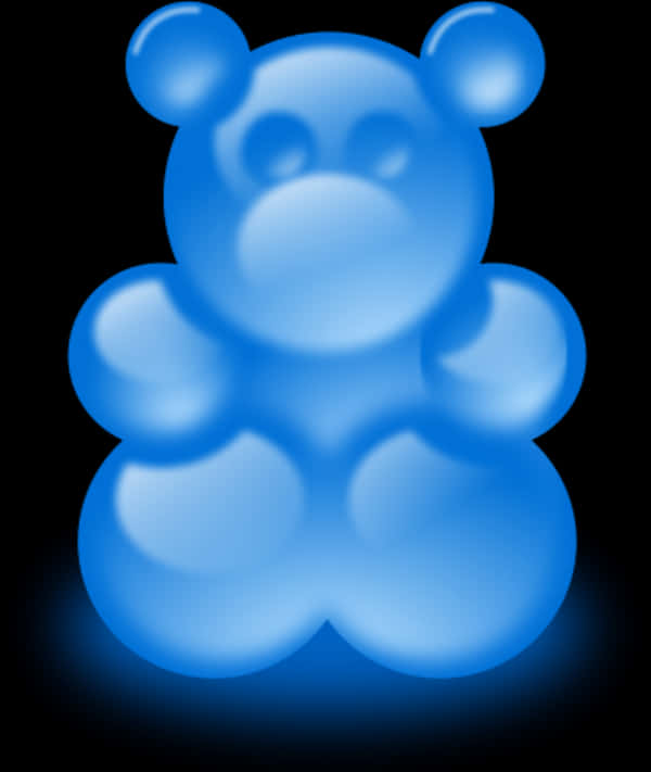 Blue Glowing Bear Figure PNG