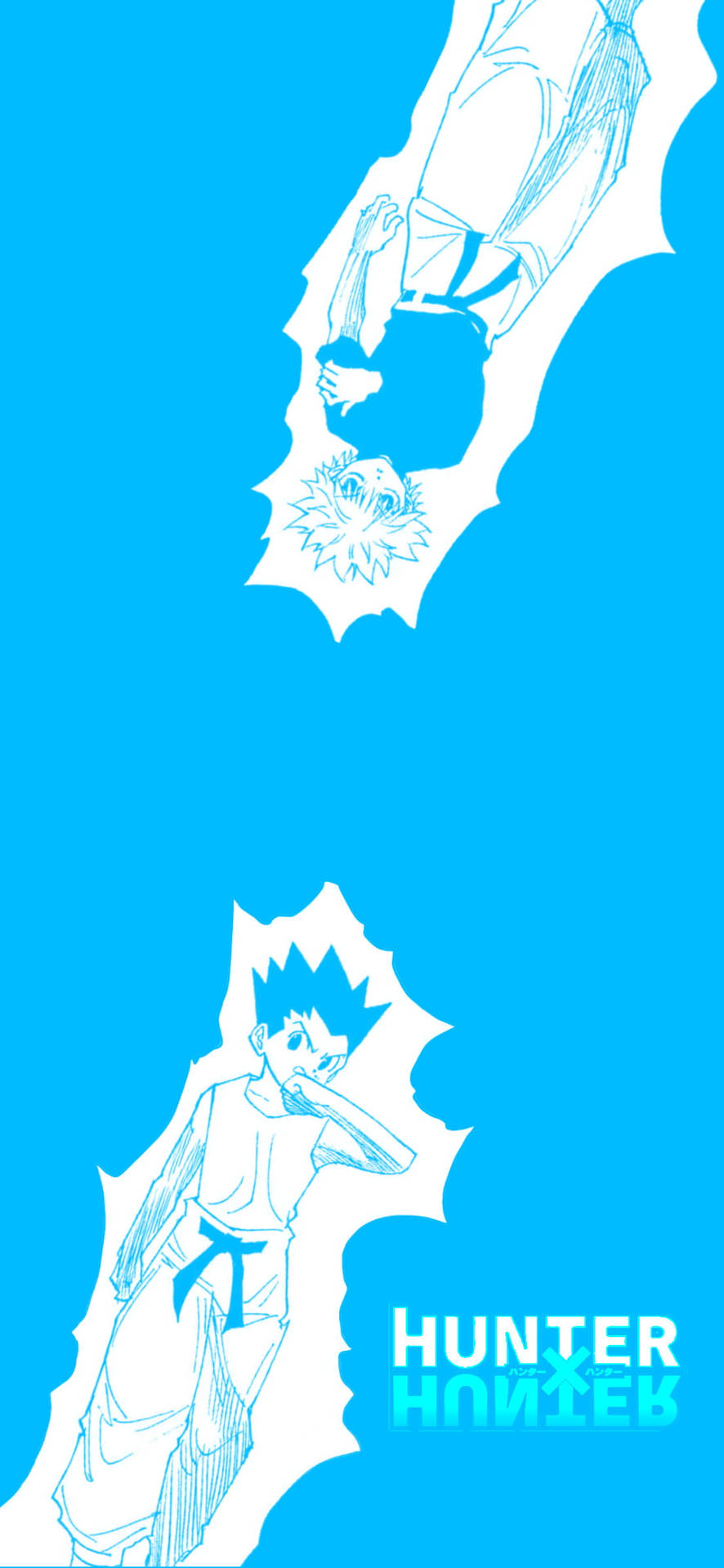 Dibujode Gon Y Killua En Azul. Fondo de pantalla