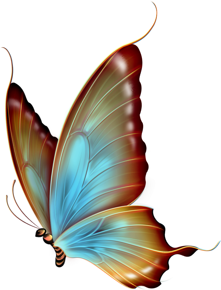 Blue Gradient Butterfly Transparent Background PNG