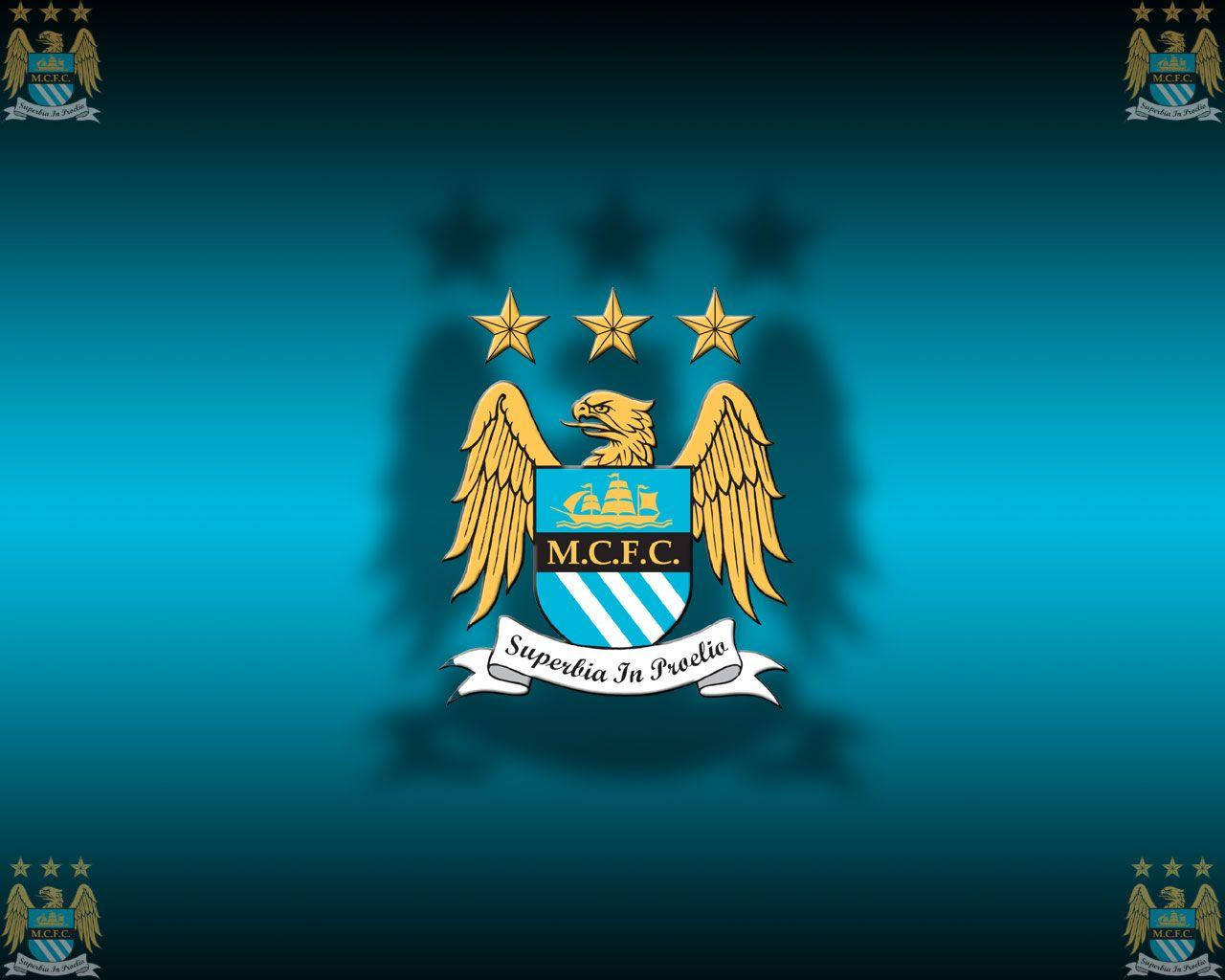 Blue Gradient Manchester City Fc Logo Background