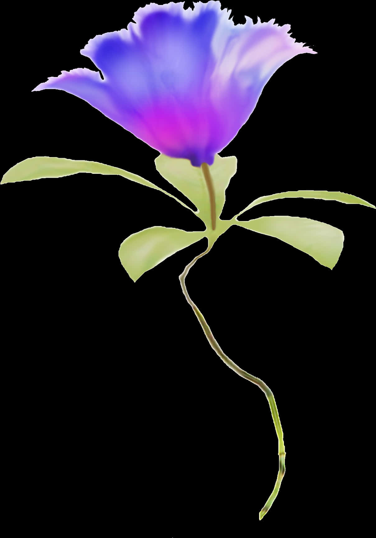 Blue Gradient Single Flower PNG