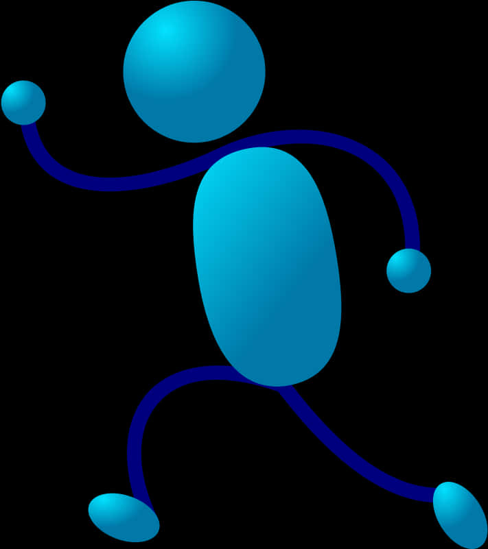 Blue Gradient Stick Figure PNG