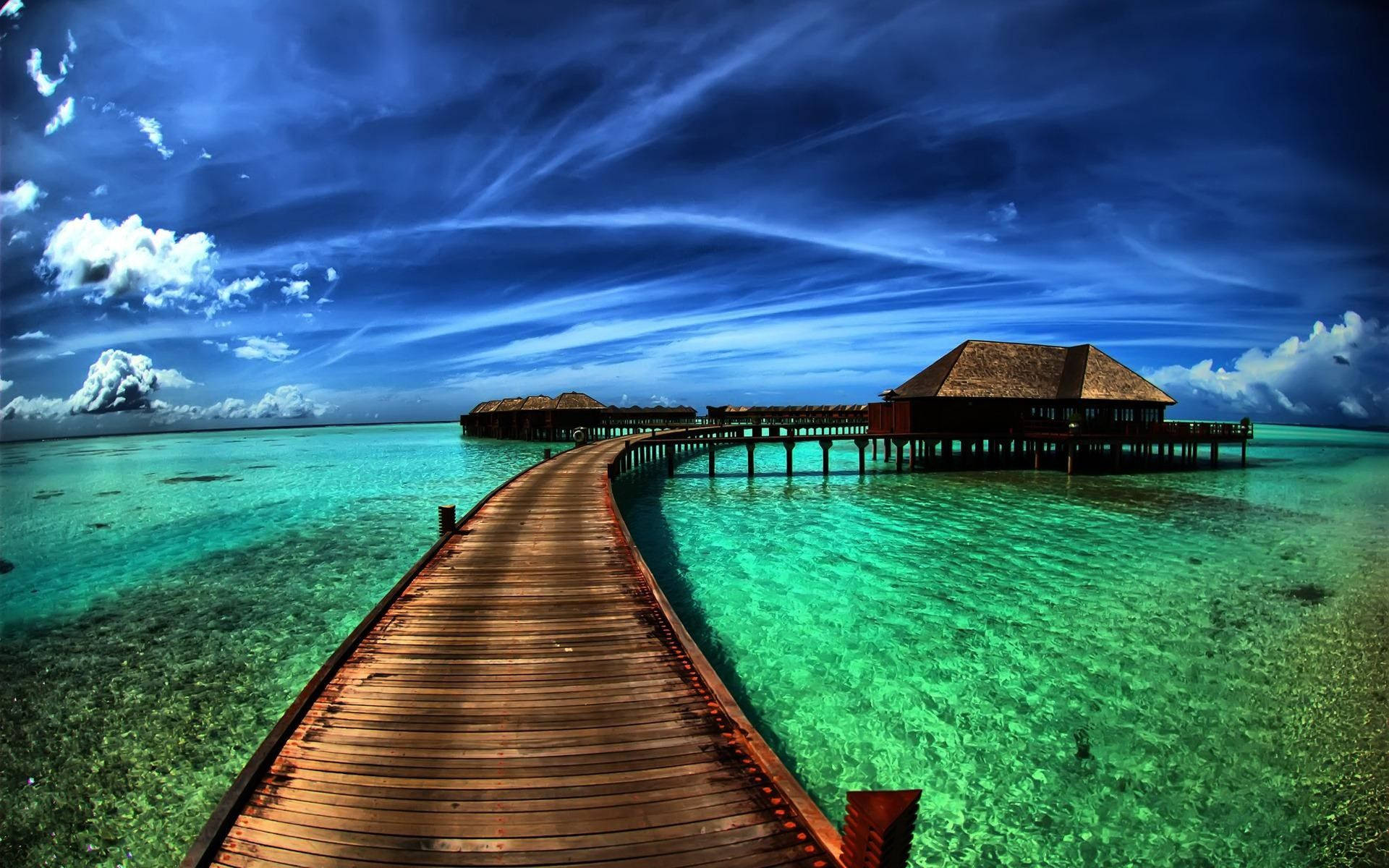 Blue Green Maldives Beach Background