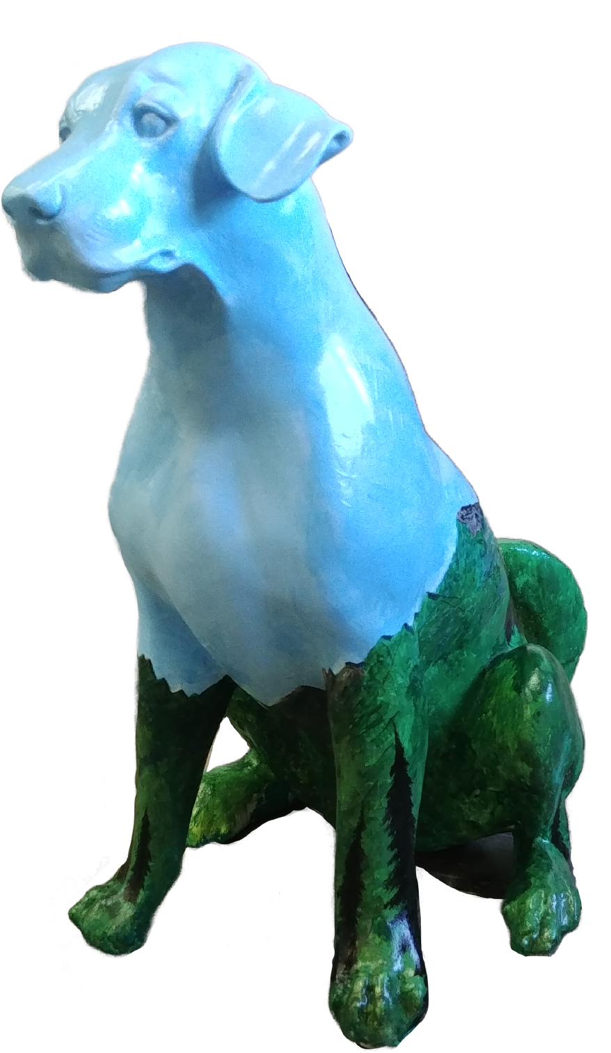 Blue Green Sculpted Dog Figure PNG