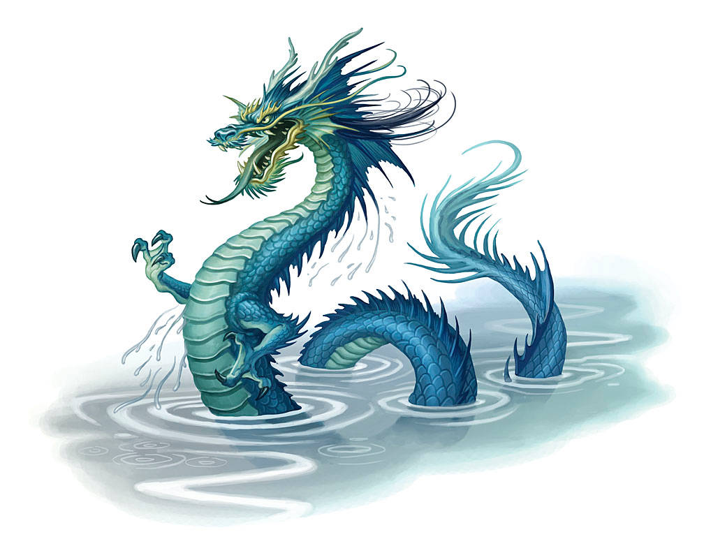 Blue Green Water Dragon Wallpaper