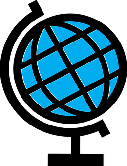 Blue Grid Globe Iconon Black Background PNG
