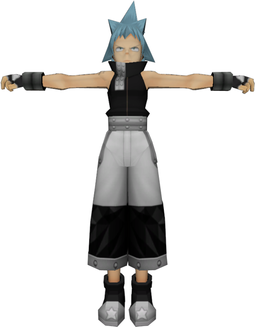 Blue Haired Animated Character T Pose PNG
