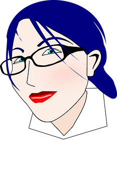 Blue Haired Animated Woman PNG