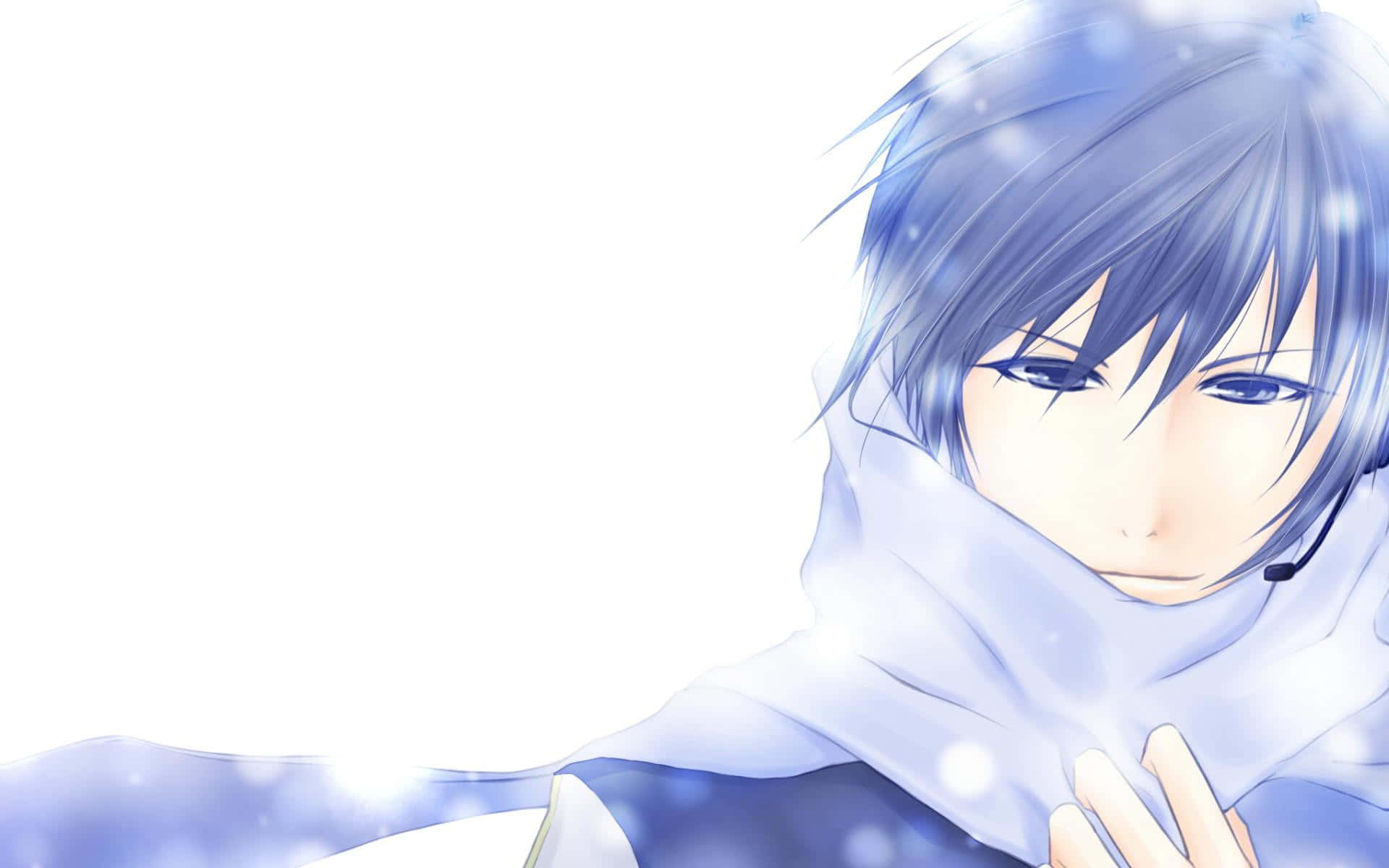 Blue Haired Anime Boy Winter Theme Wallpaper