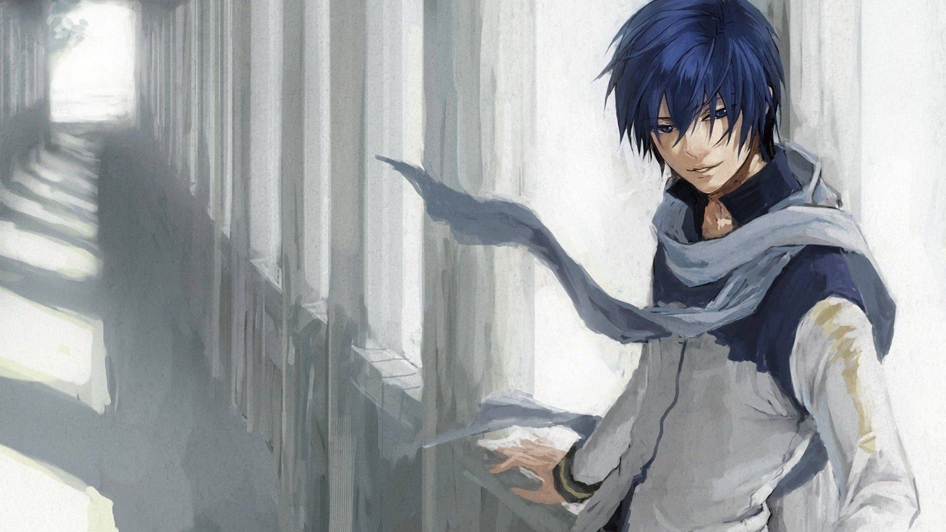A Young Blue Haired Anime Boy Wallpaper