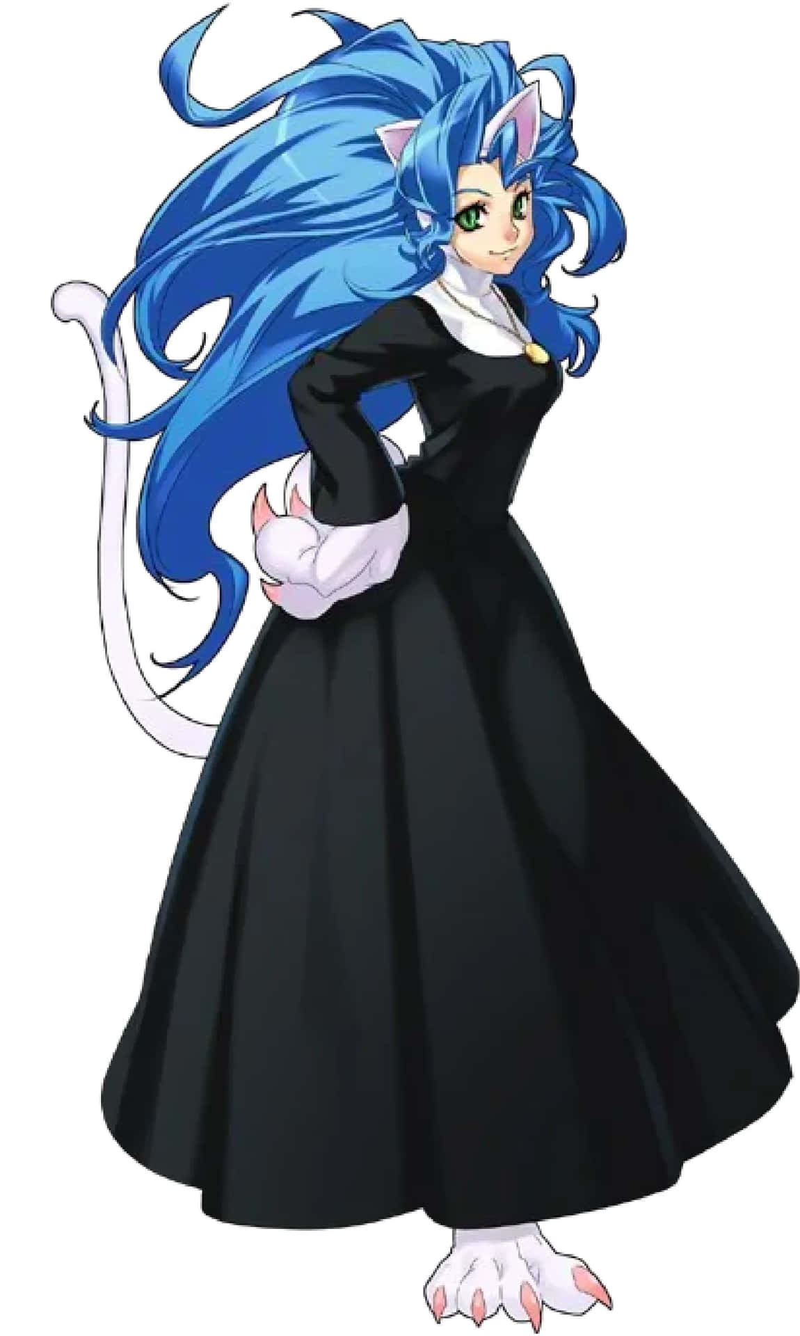 Personnage Anime Aux Cheveux Bleus En Robe Noire Fond d'écran