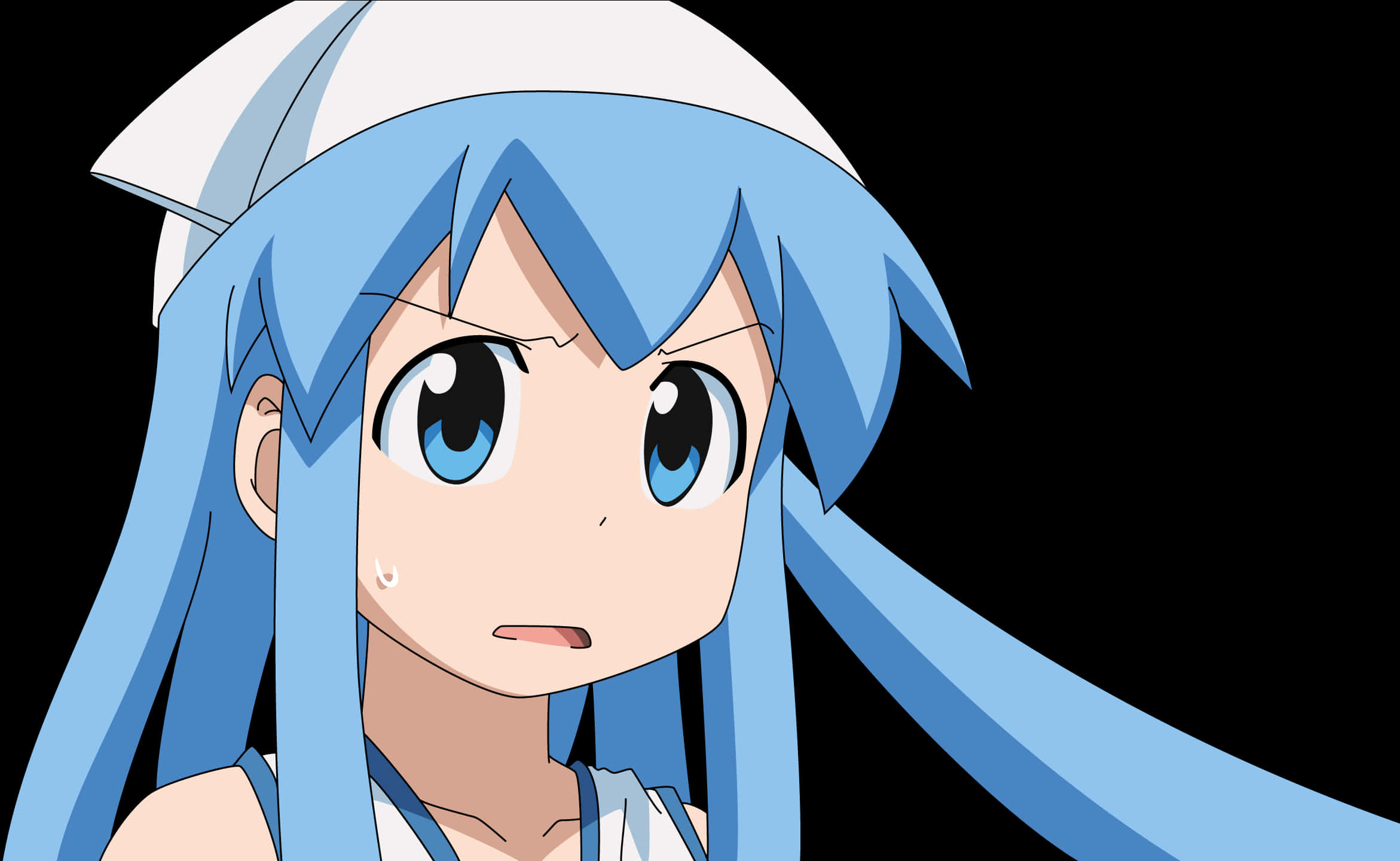 Blue Haired Anime Girl Expression PNG