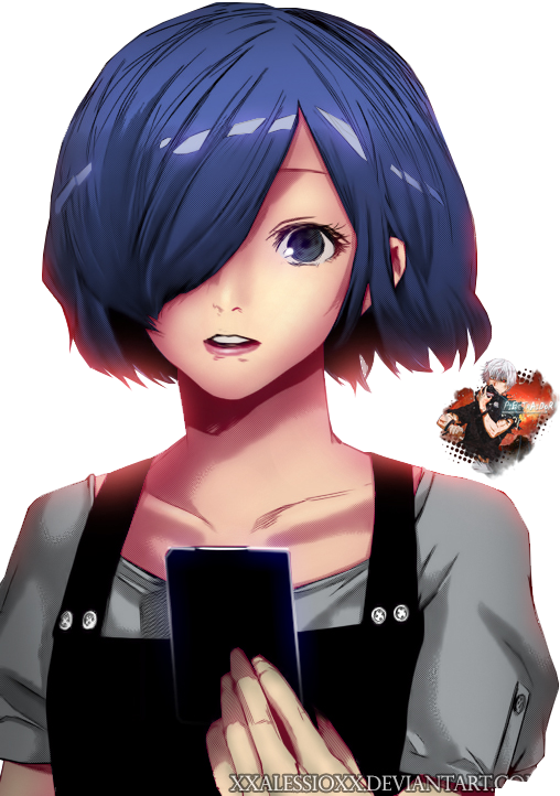 Blue Haired Anime Girlwith Phone PNG