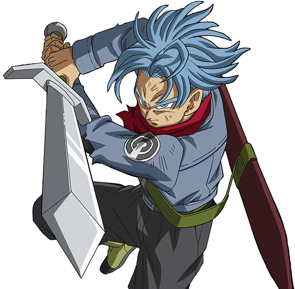Blue Haired Anime Swordsman PNG