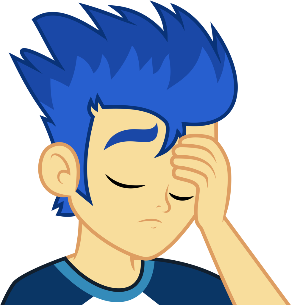 Blue Haired Cartoon Boy Facepalm PNG