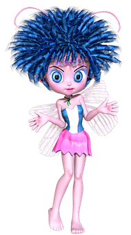Blue Haired Cartoon Fairy PNG