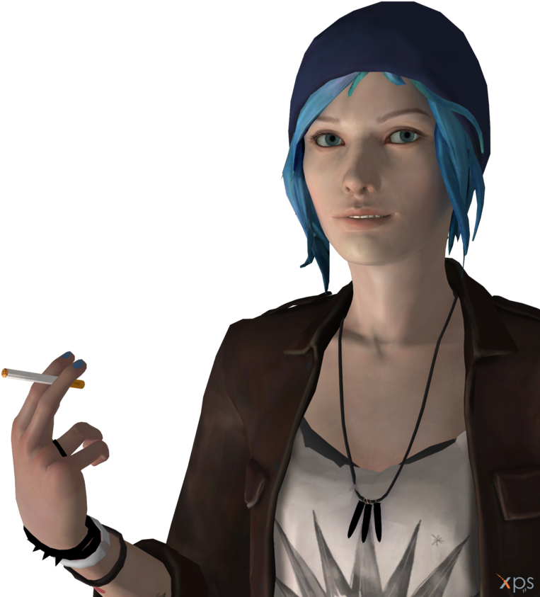 Blue Haired Character With Cigarette PNG