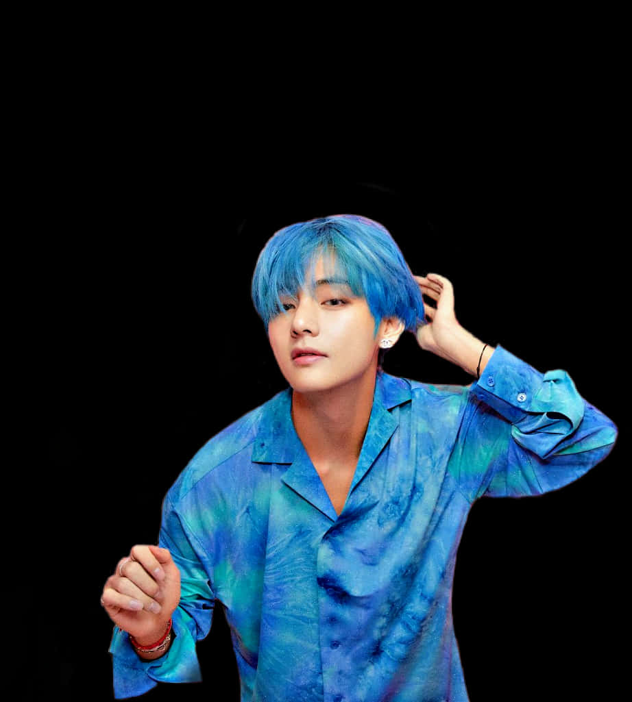 Blue Haired Manin Blue Shirt PNG