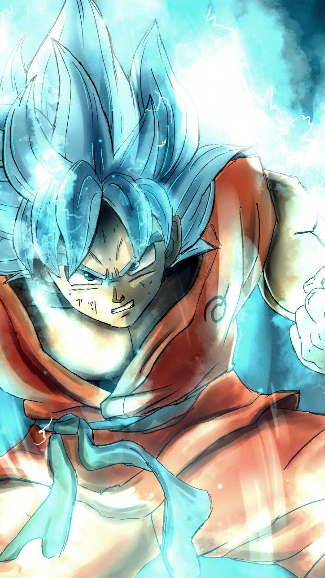 Blue Haired Super Saiyan Son Goku Iphone Wallpaper