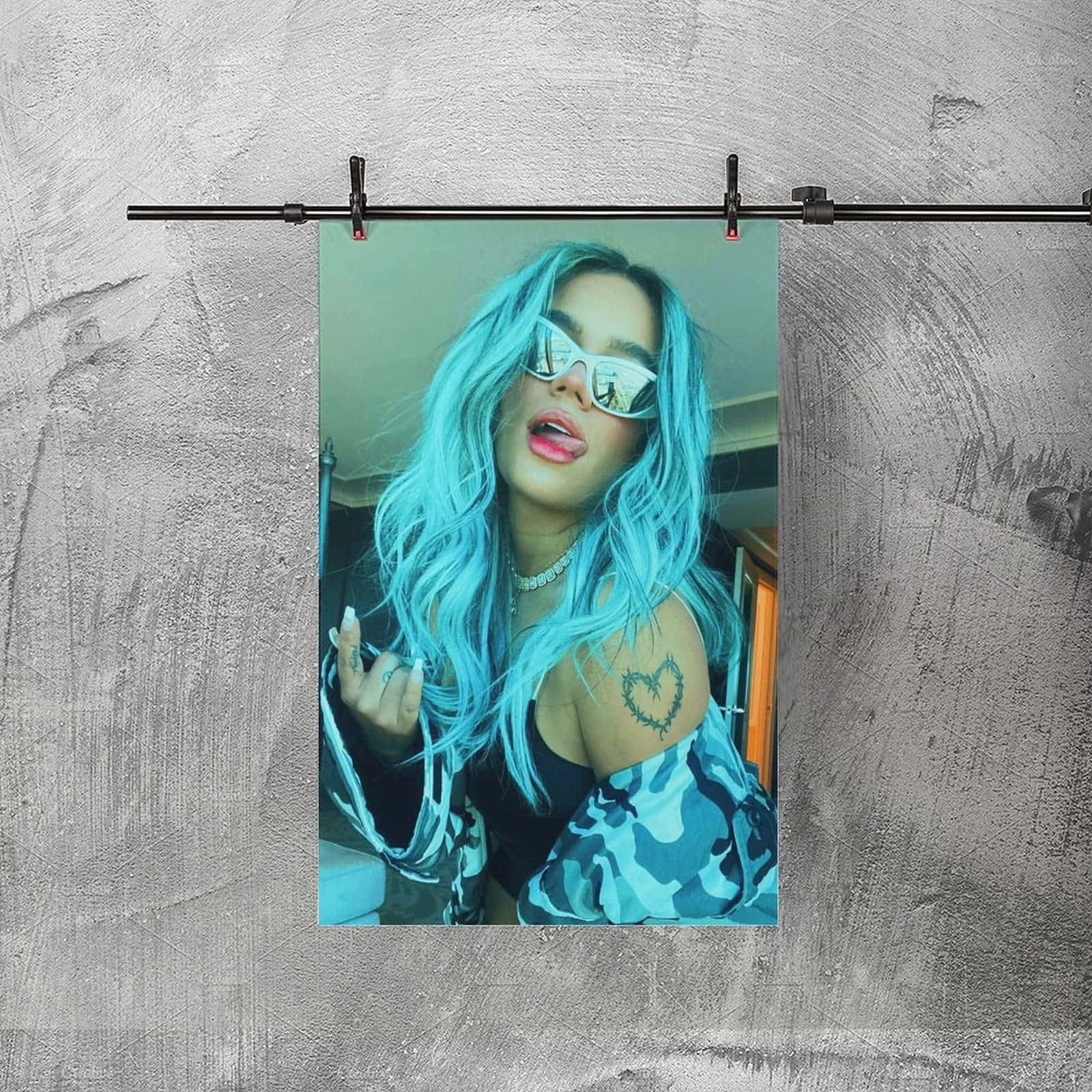 Blue Haired Woman Sunglasses Aesthetic Wallpaper