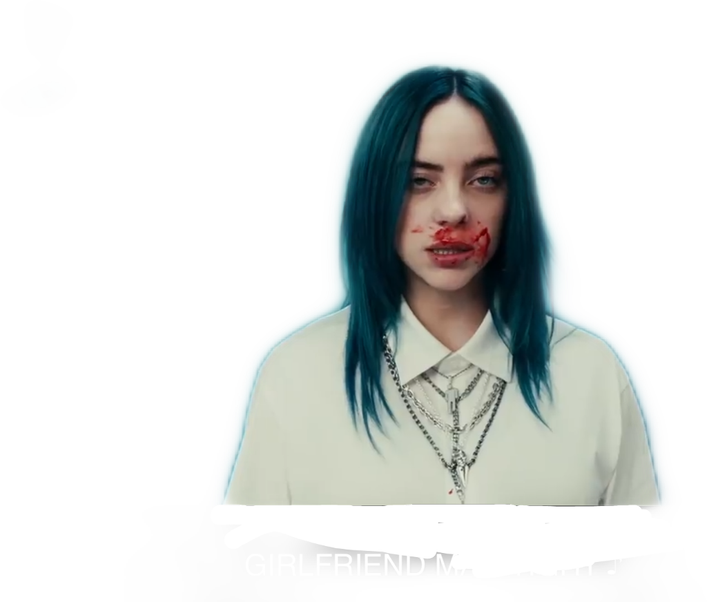 Blue Haired Womanwith Bloody Lips PNG