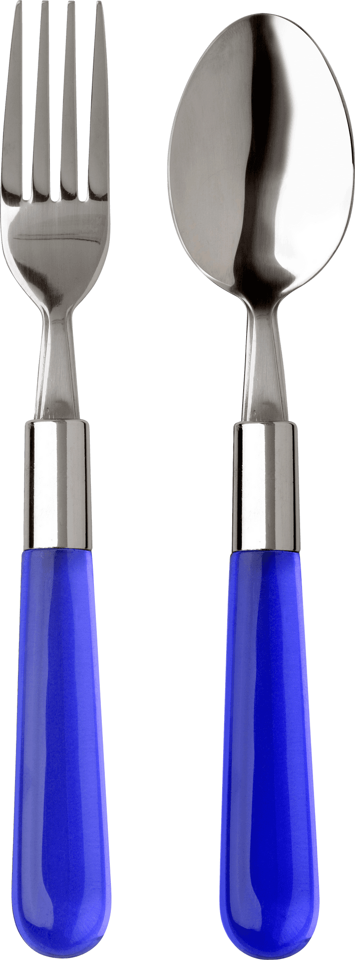 Blue Handled Forkand Spoon Set PNG
