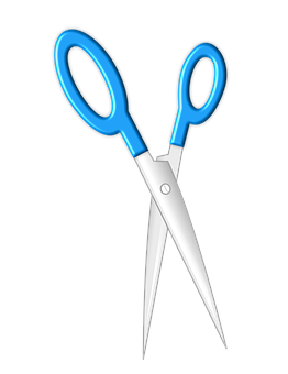 Blue Handled Scissors Black Background PNG