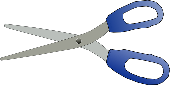 Blue Handled Scissors Vector PNG