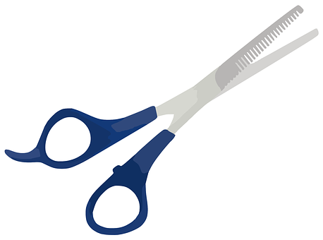 Blue Handled Thinning Scissors PNG