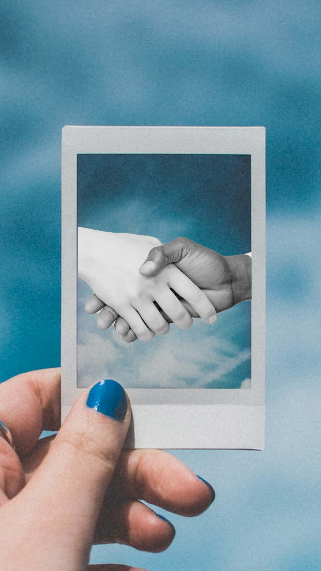 Blue Handshake Instax Picture Wallpaper