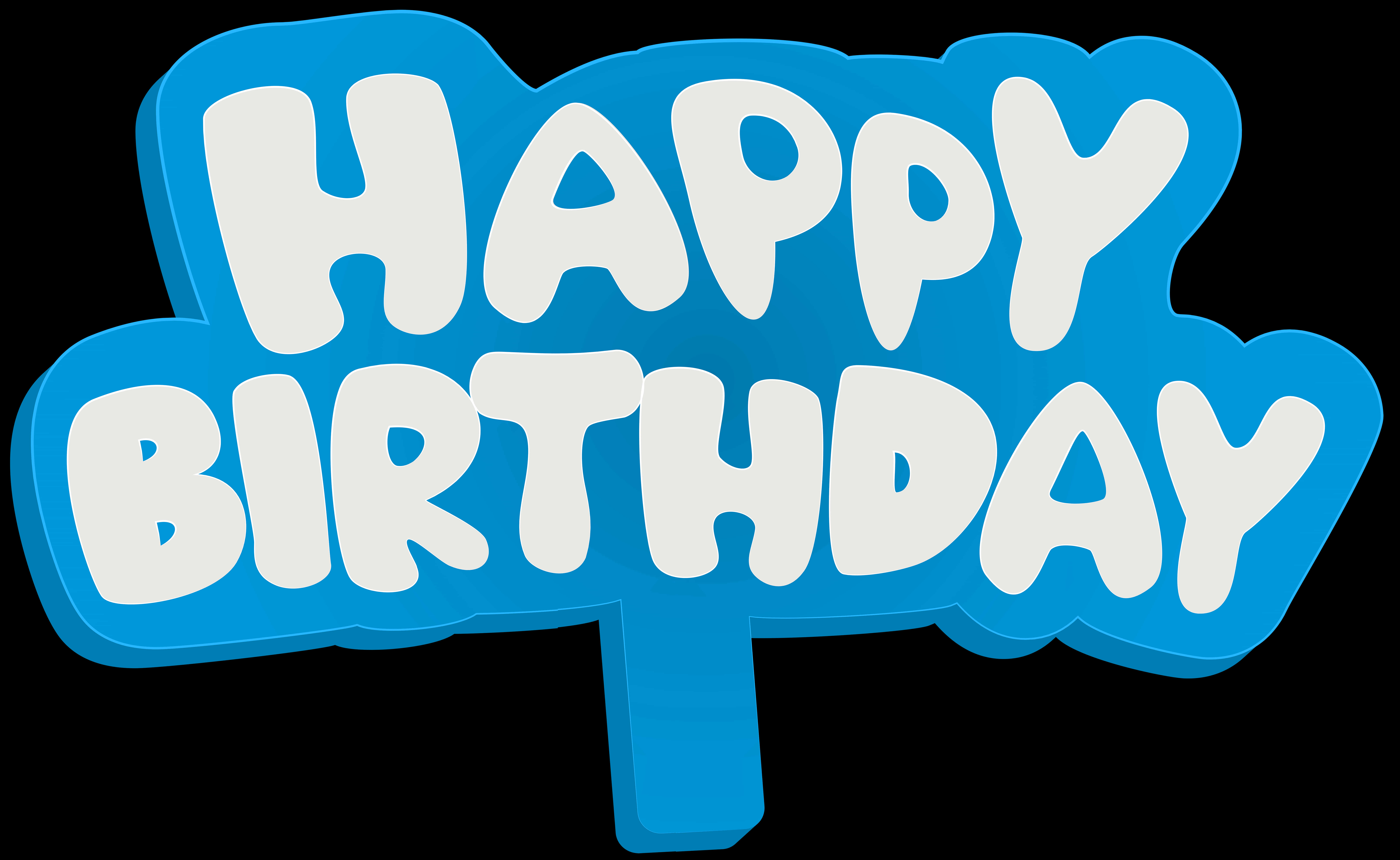 Blue Happy Birthday Text Graphic PNG