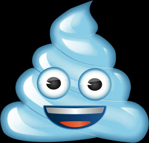 Blue Happy Poop Emoji PNG