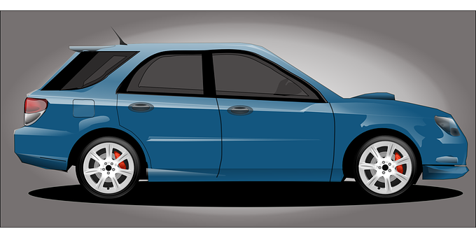 Blue Hatchback Car Illustration PNG