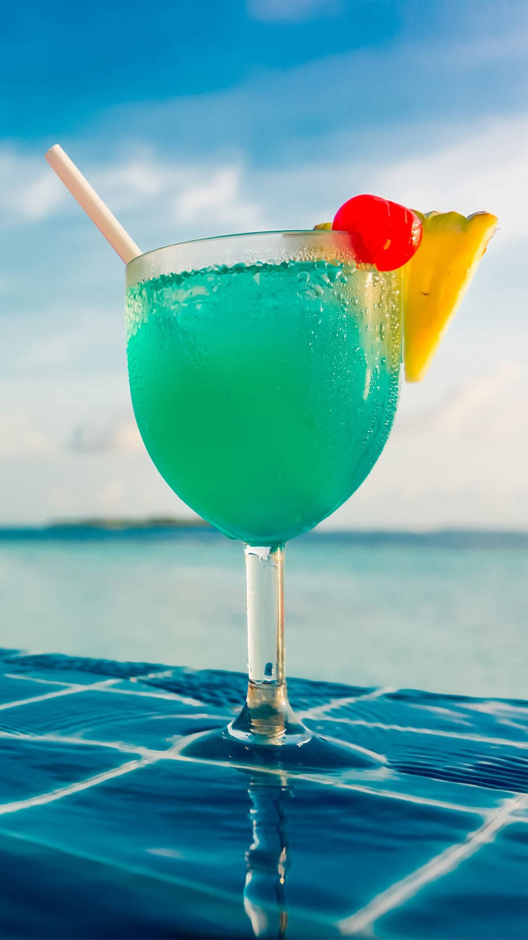 Cocktail Hawaiano Blu Bevanda Tropicale Sfondo