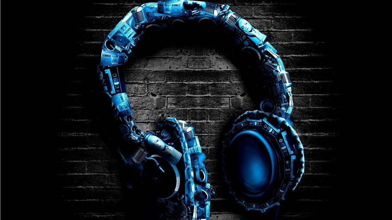 Blue Headphones Collage Music