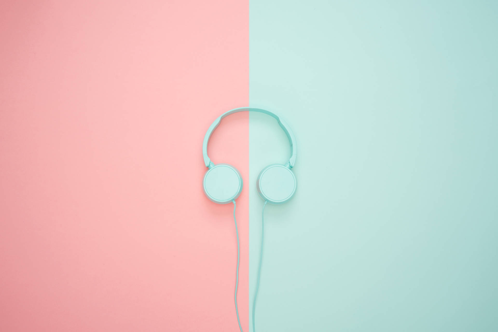 Blue Headphones Pastel Desktop Wallpaper