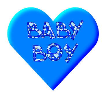 Blue Heart Baby Boy Graphic PNG