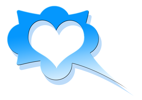 Blue Heart Bubble Speech Icon PNG