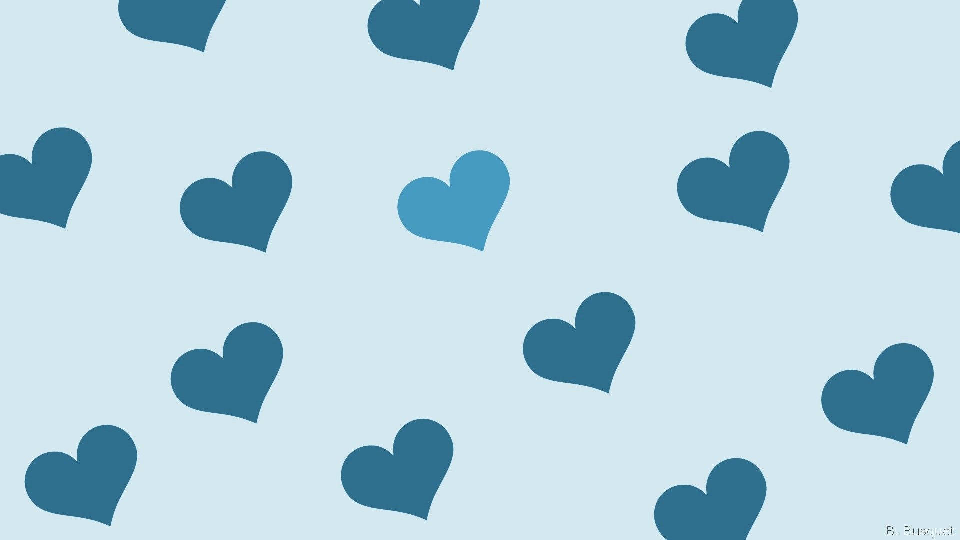 Blue Heart Diagonal Pattern Wallpaper