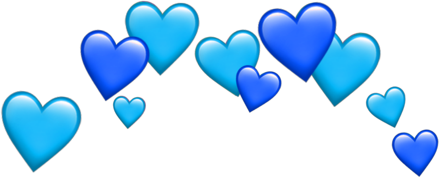 Blue Heart Emojis Scattered PNG