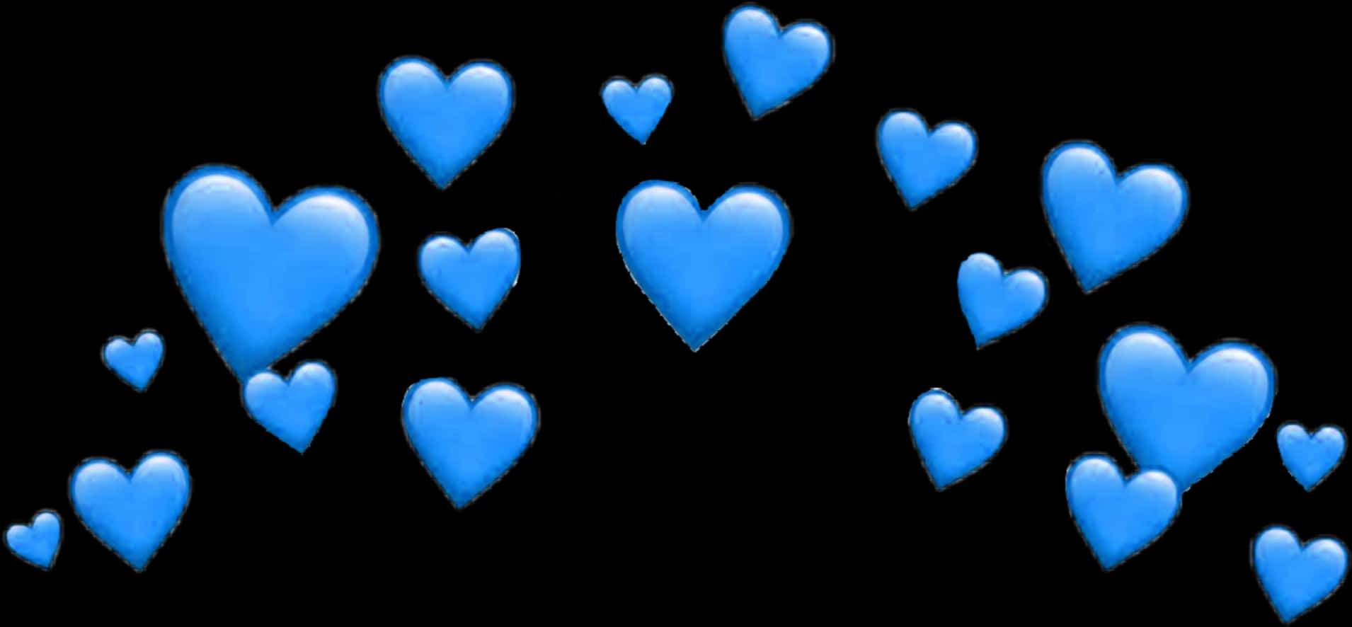 Blue Heart Emojison Black Background PNG