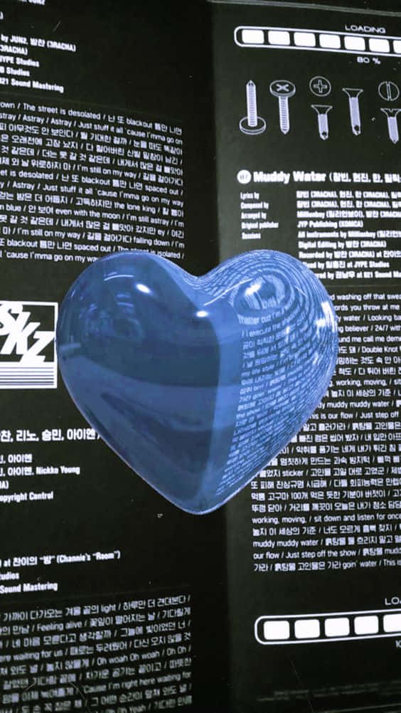 Blue Heart3 D Effect Y2 K Aesthetic Wallpaper