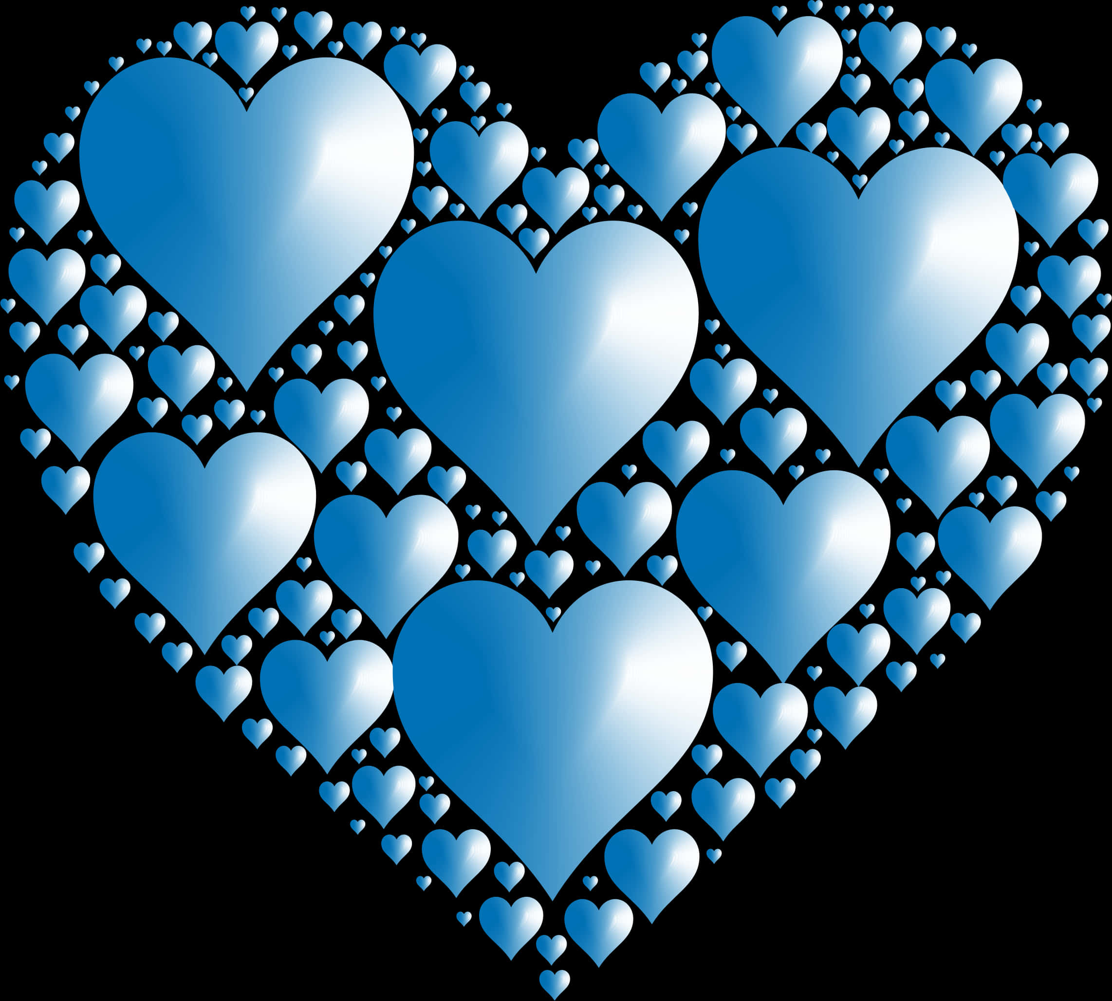 Blue Hearts Collage PNG