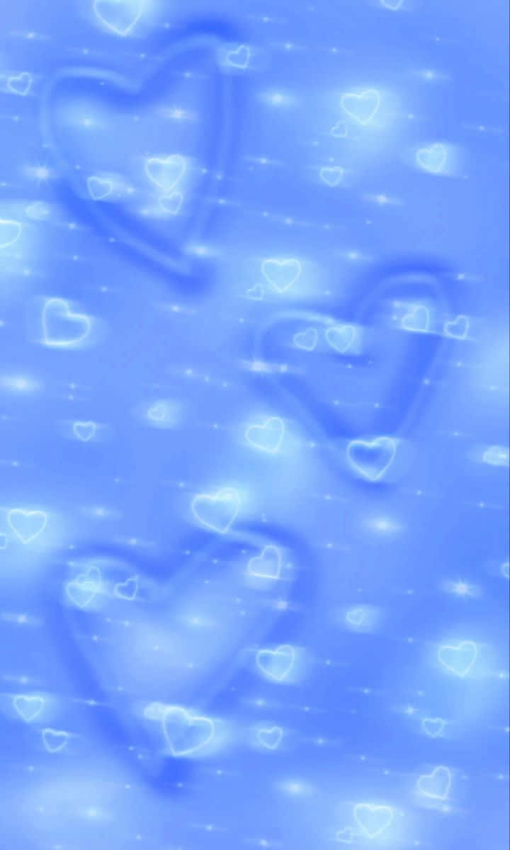 Blue Hearts Glow Background Wallpaper