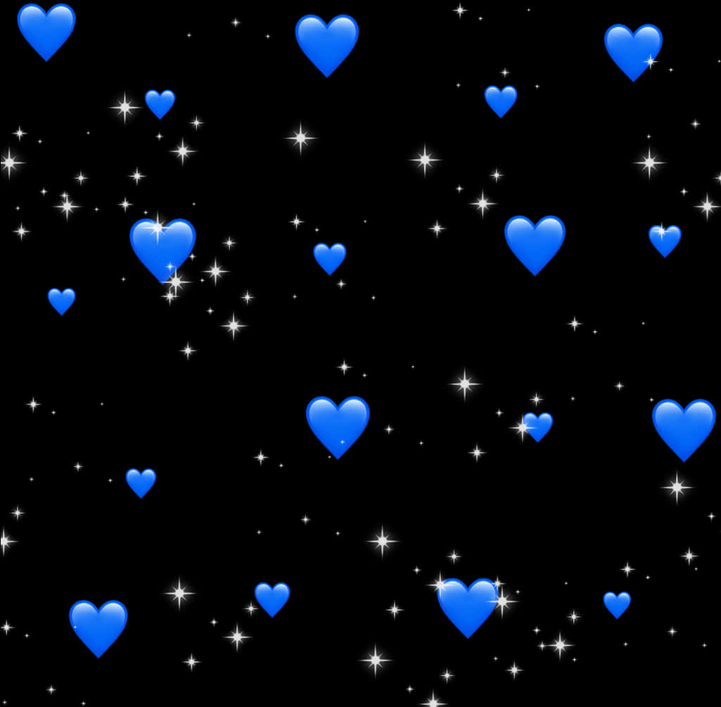 Blue Heartsand Stars Pattern PNG